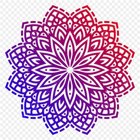 Gambar Ornamen Mandala Dengan Garis Tepi Berwarna Biru Dan Magenta
