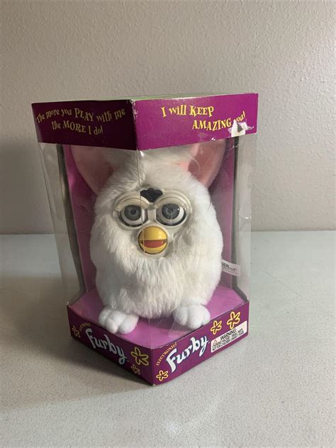 Vintage 1998 Furby Model 70 800 White And Pink W Grey Eyes In Box Un