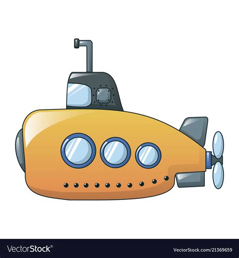 Yellow Submarine Icon Cartoon Style Royalty Free Vector