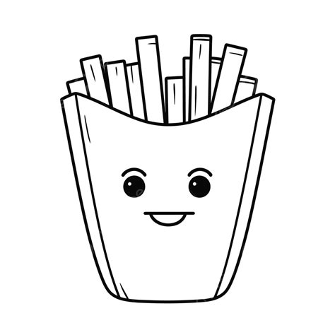 French Fries Cartoon Doodle On White Background Vector Illustration