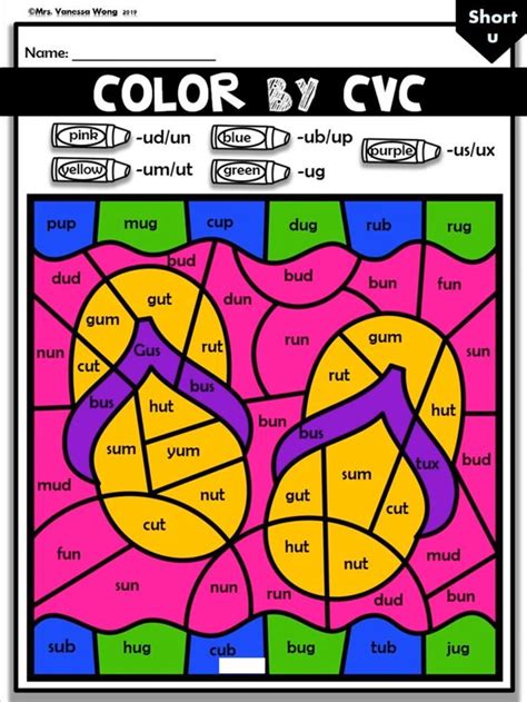 Phonics Worksheets Cvc Color By Code Bundle Prek Kindergarten 1st