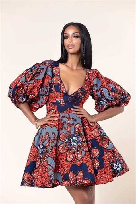 Beautiful Puffy Sleeve Ankara Dress African Print Two Piece Etsy Uk