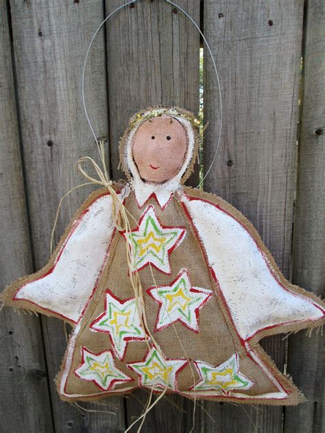 Christmas Angel Burlap Door Hanger By Nursejeanneg On Etsy Burlap