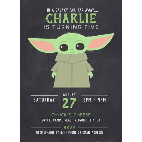 The Child Chalkboard Birthday Invitation Star Wars The Mandalorian