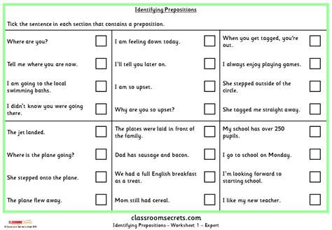 Identifying Prepositions KS2 SPAG Test Practice | Classroom Secrets