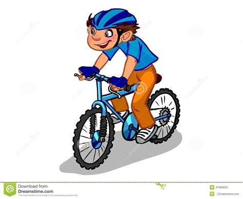 The corinthian style helmet appeared at the end of the 8th c. The Illustration Of A Cartoon Boy On A Bicycle. Stock ...