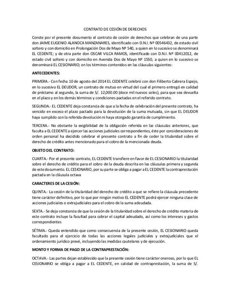 Contrato De Cesion De Derechos - chauseccreditos