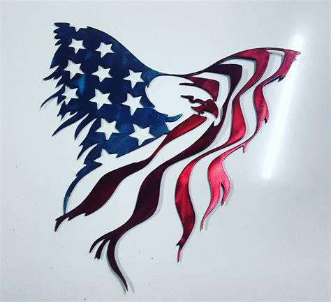 Eagle American Flag Metal Art Painted We May By