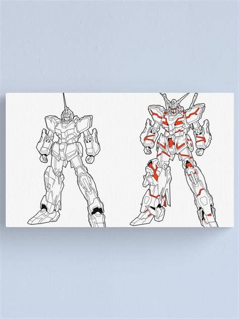 Unicorn Gundam Psychoframe Outline Black Canvas Print By Mossloves
