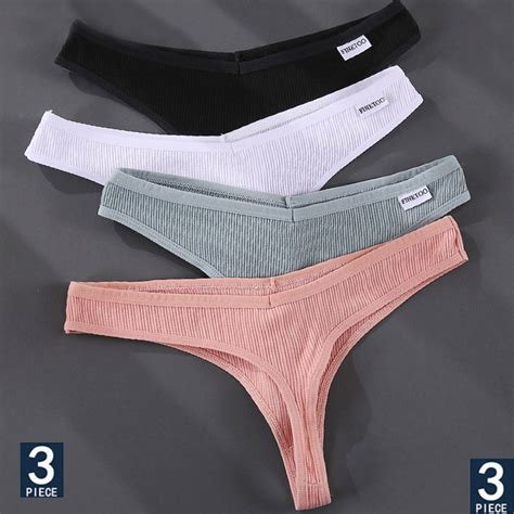 Finetoo 3pcsset G String Panties Cotton Thongs Womens Underwear Sexy