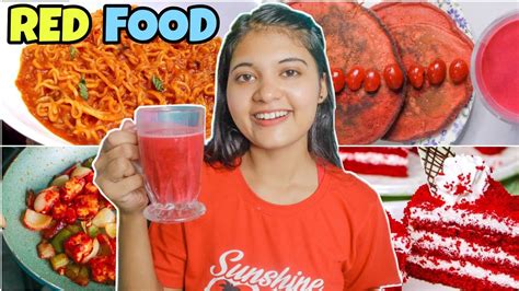 Eating Only Red Food For 24 Hours Challenge 🍅🌶 Sonia Sau Youtube