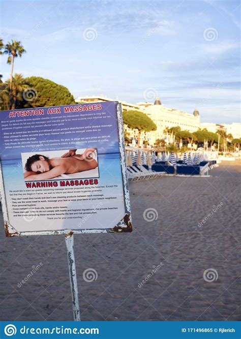 Editorial Massage Warning Sign On Health Danger Cannes France French