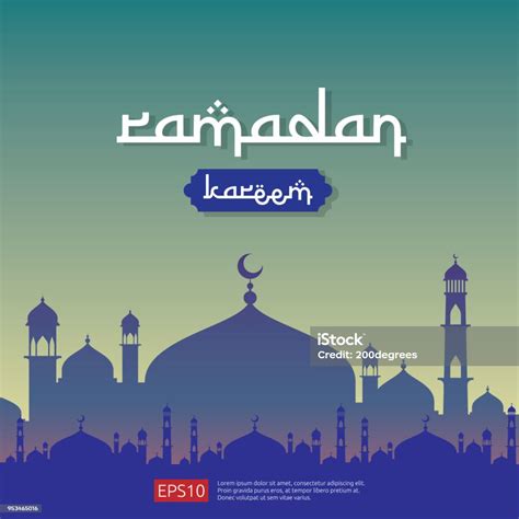 Ramadan Kareem Desain Kartu Ucapan Islam Dengan Latar Belakang Langit