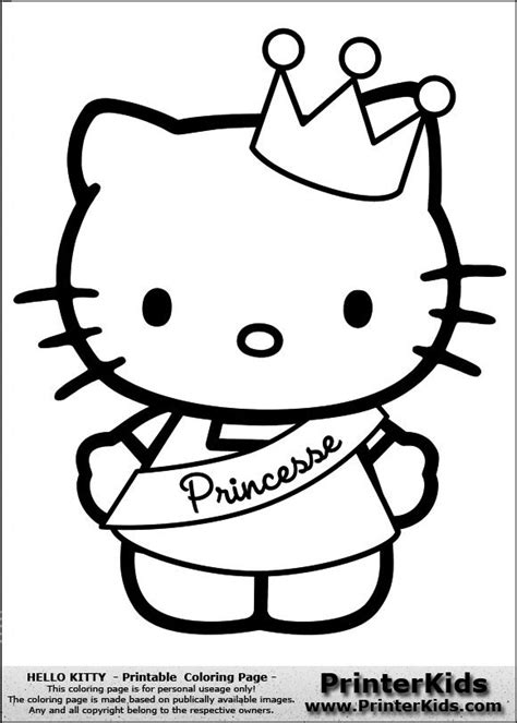 Coloriage Hello Kitty Princesse en couleur dessin gratuit à imprimer