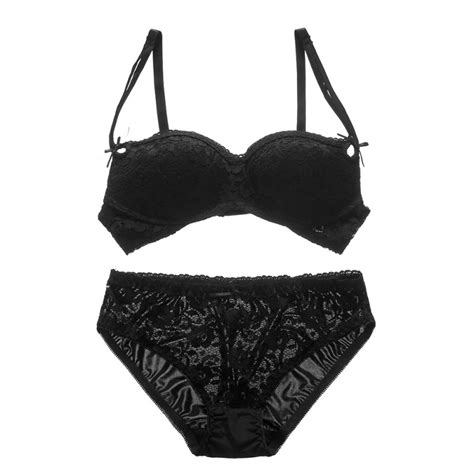 Women Sexy Lingerie Lace Bra Set Solid Color Half Cup Embroidery No Steel Ring Gathered Bra
