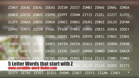 Here you will find a complete list of words with 16 silent letters in english with esl printable worksheets and pronunciation video. 5 letter words that start with Z - YouTube