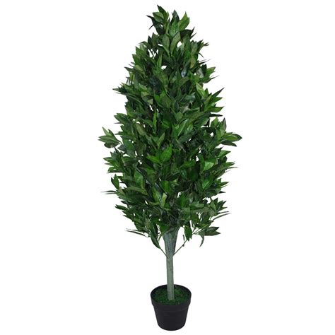 buy leaf design uk 120cm 4ft artificial topiary bay tree pyramid extra large black plastic pot