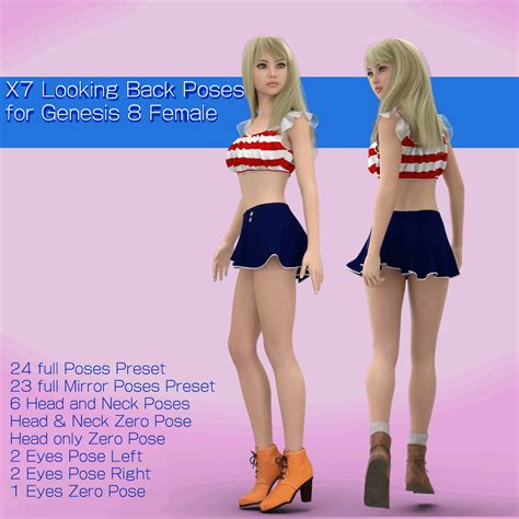 x7 looking back poses for genesis 8 female genesis 8 2024 free daz 3d models