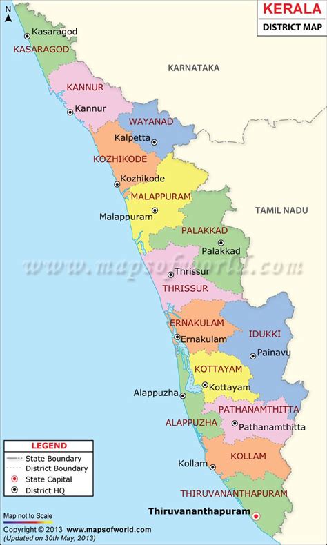 Kerala is located on the malabar coast of south west india. Kerala Map | Ideas for the House in 2019 | India map, Kerala tourism, Kerala
