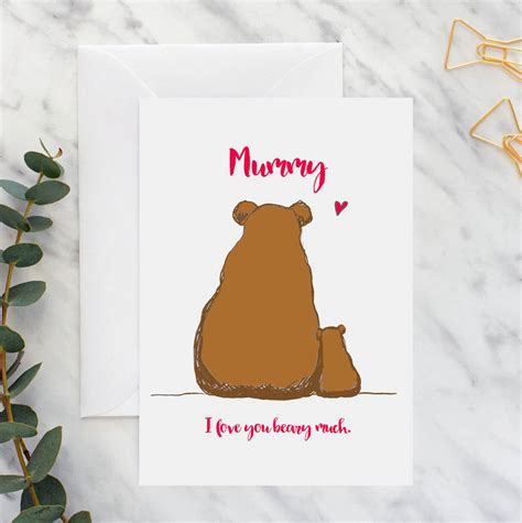 Mummy And Baby Bear A5 Card By Giddy Kipper