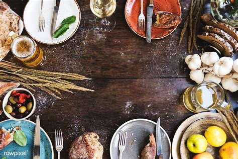 Food Frame On A Wooden Table Premium Image By Jira