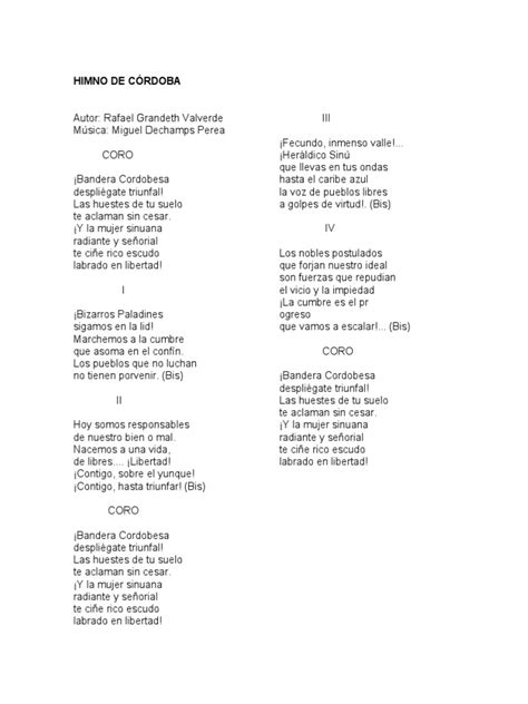 Himno De Córdoba Pdf