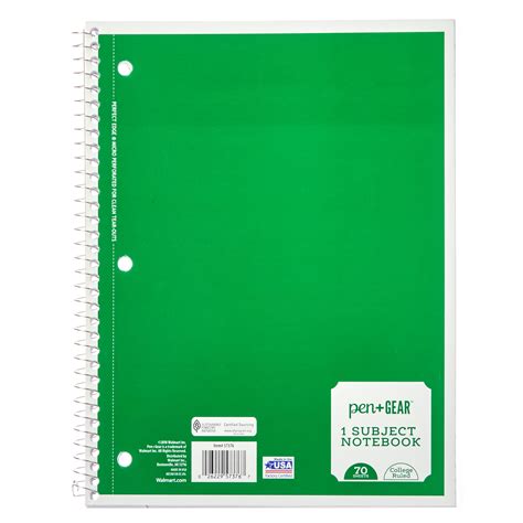 Pen + Gear 1-Subject Spiral Notebook, College Ruled, 70 Pages, Green ...