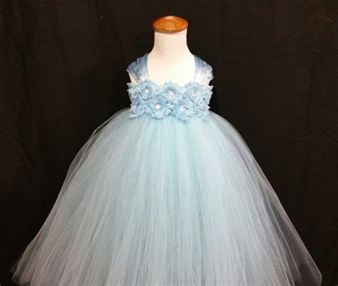 Light Blue Flower Girl Dress Junior Bridesmaids Dress Flower Girl