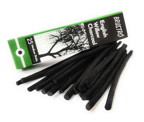 Brustro English Willow Charcoal Medium 25 Sticks Kds Art Store