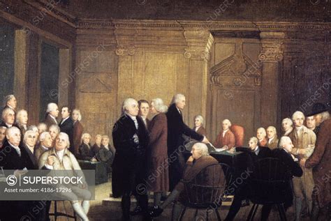 Painting Of First Continental Congress Voting For Independence Freedom