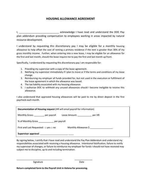 Montana Housing Allowance Agreement Form Fill Out Sign Online And