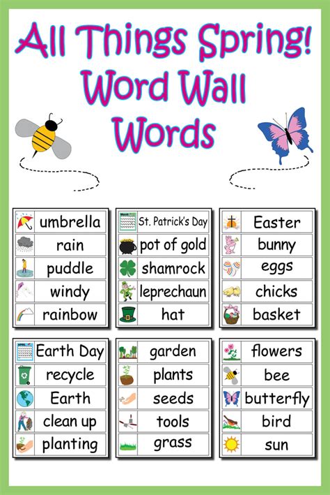 30 Spring Word Wall Words Supplyme