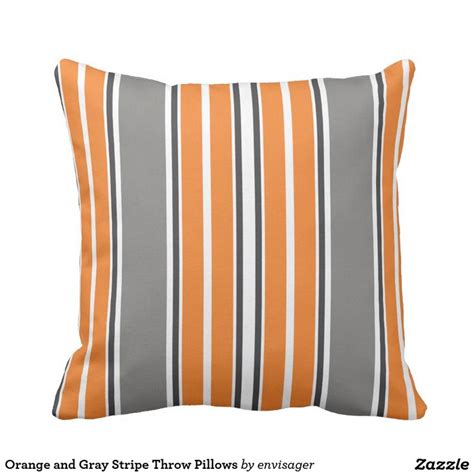 Orange And Gray Stripe Throw Pillows Zazzle Orange Throw Pillows