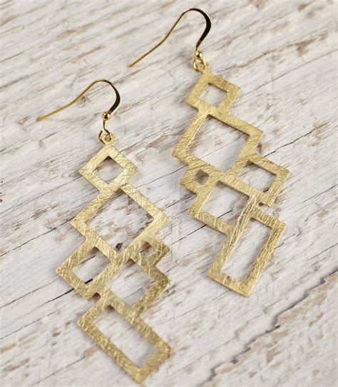 Geometric Gold Earrings By Lime Lace