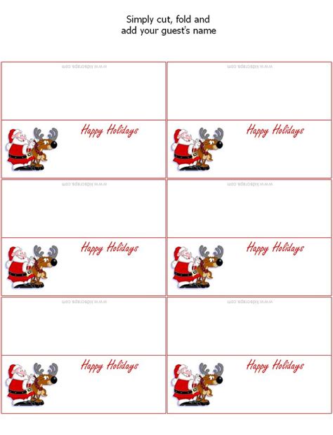 Check spelling or type a new query. Printable place cards, Christmas place cards, Printable place cards templates
