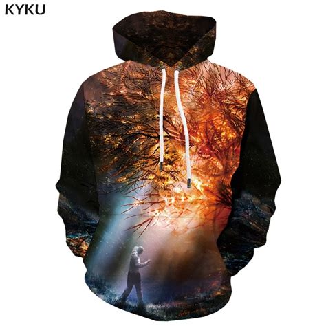 Kyku Brand Fire Sweatshirts Men Character 3d Printed Flame Hoodie Print