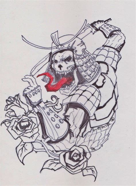 Samurai Skull Design By Lekir On Deviantart Samurai Drawing