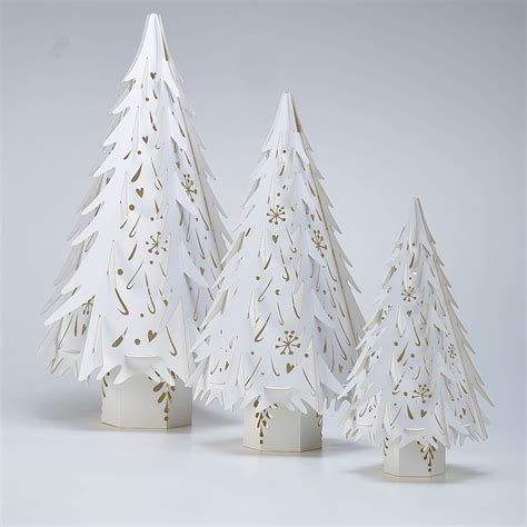 Medium White Lasercut Paper Christmas Trees