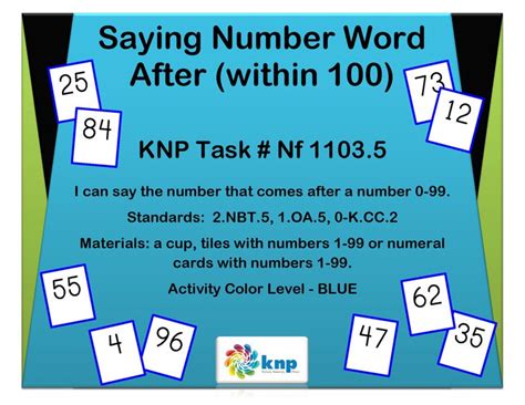 Saying Number Word After Within 100 Say The Number That Comes