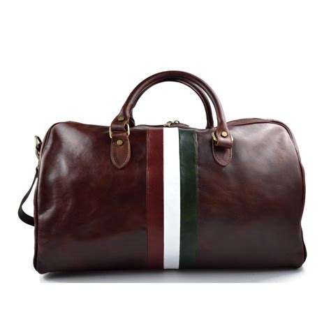 Leather travel bag duffel weekender large gym duffle overnight carry on luggagetop rated seller. Leather travel bag duffle bag brown gym bag Italian flag ...