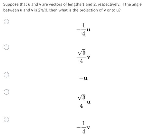 Solved Suppose That U And V Are Vectors Of Lengths 1 And 2 Chegg Com