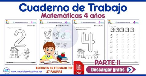 Cuaderno De Trabajo Matemáticas 4 Años Materiales Educativos