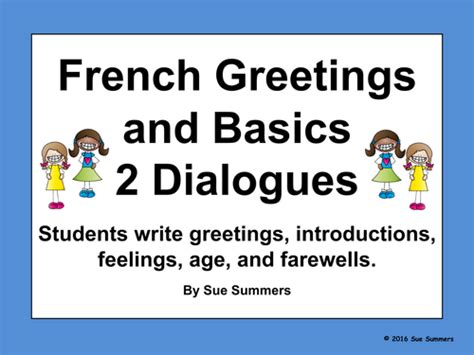 French Greetings And Basics 2 Writing Dialogues Teaching Resources