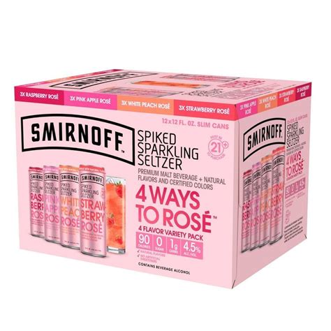 Smirnoff 4 Ways To Rose Spiked Sparkling Seltzer 12pk12 Fl Oz Slim