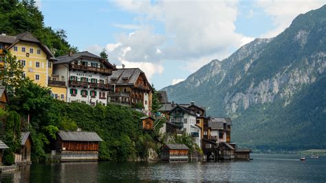Wallpaper Austria Hallstatt Lake Alps Houses Travel Place