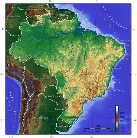 Landkarte Brasilien Topographische Karte Weltkarte Com Karten Und