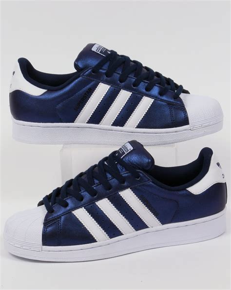 Adidas Superstar Trainers Bold Bluewhiteoriginalsshelltoe80sshoes