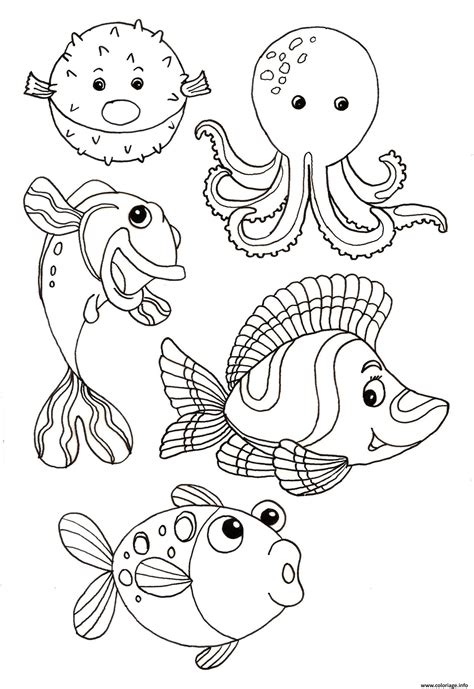 Coloriage Animaux Marin De La Mer Pour Enfants Jecolorie Com