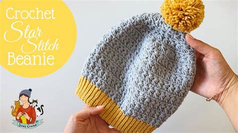 Crochet Star Stitch Beanie Easy Hat Tutorial Youtube