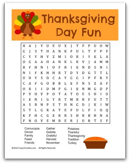 Thanksgiving Word Search For Kids Free Printable Do Play Learn